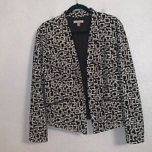 Rox & Ali Geometric Print White Black Blazer Size 1X